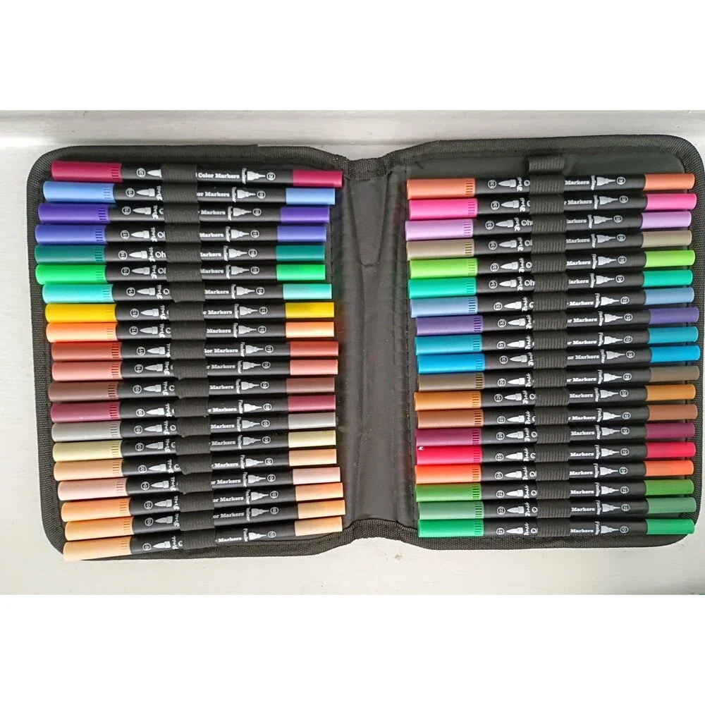 Ohuhu 160 Colors Water-based Dual Tips Fineliner & Brush Drawing Pens -Black
